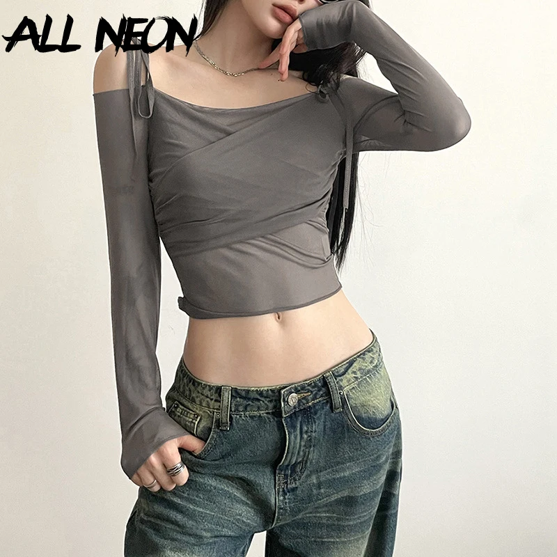 slash-neck T-shirt